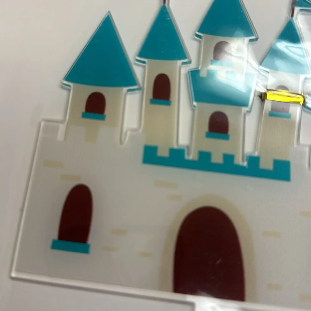 Blue Castle Cake topper new plastic reusable never used acrylic